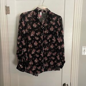 NOBO Black and Pink Floral Blouse